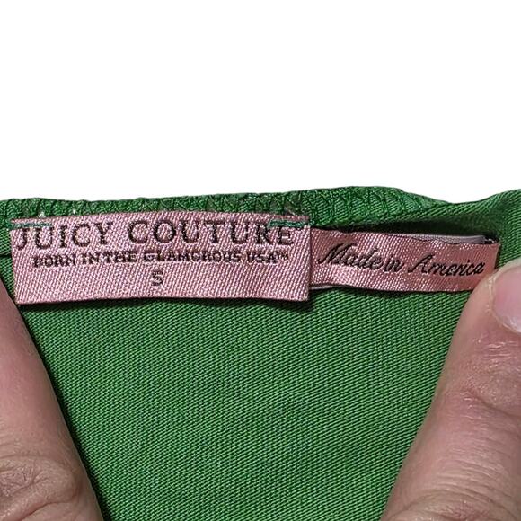 Juicy Couture Green Crown Logo Hoodie Dress Top Small S USA Made Y2K Early 2000s - Picture 3 of 6